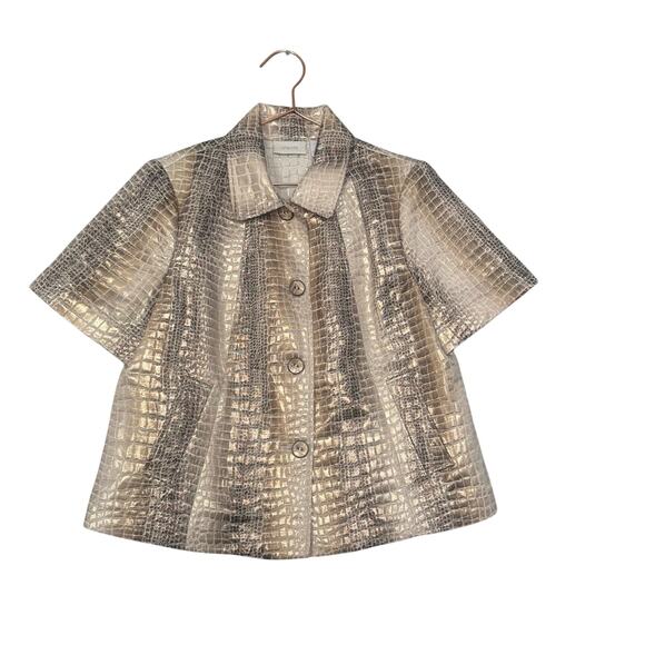 Chico’s Jackets & Blazers - Chicos 1 medium Chicos metallic gold shimmer snakeskin short sleeve
 jacket